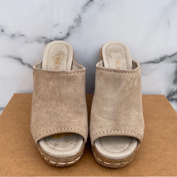 Prada suede wedge espadrille mule sandal size IT 36 US 6 - Picture 3 of 15